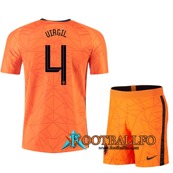 Camisetas Futbol UEFA Euro 2020 Países Bajos (VIRGIL 4) Ninos Primera