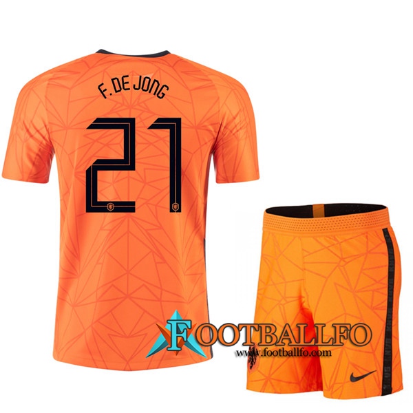 Camisetas Futbol UEFA Euro 2020 Países Bajos (F.DE JONG 21) Ninos Primera
