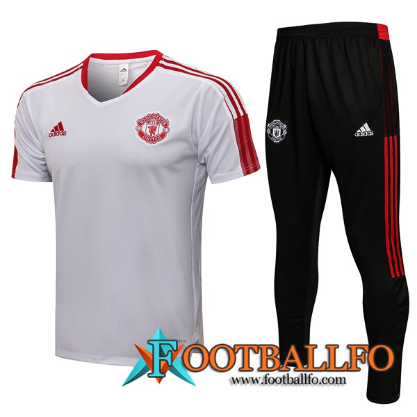 Camiseta Entrenamiento Manchester United + Pantalones Blanca/Rojo 2021/2022