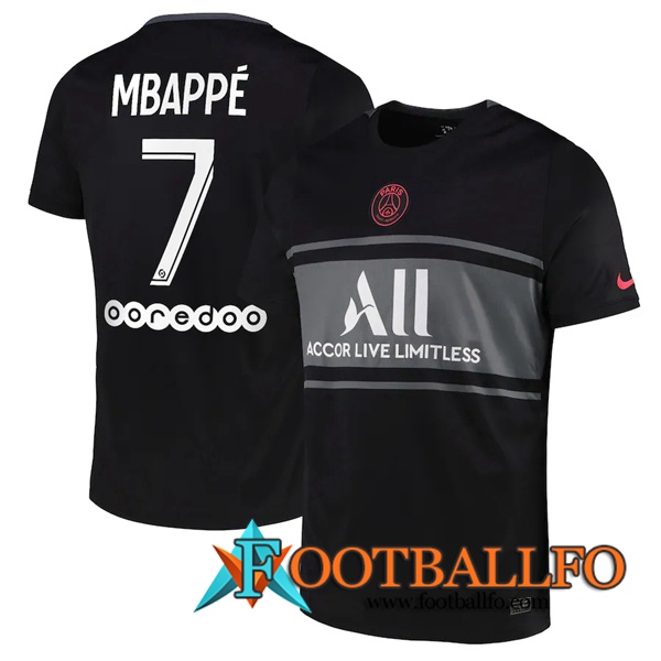 Camiseta Futbol Jordan PSG (Mbappe 7) Tercero 2021/2022
