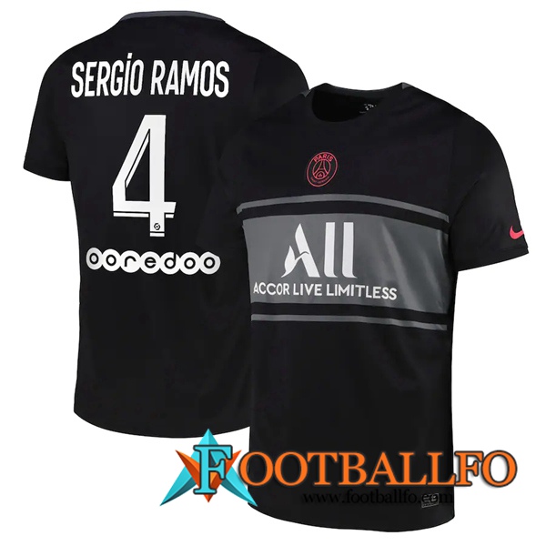 Camiseta Futbol Jordan PSG (Sergio Ramos 4) Tercero 2021/2022
