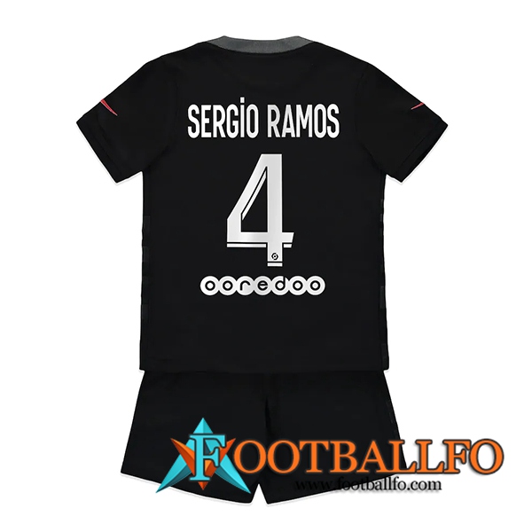 Camiseta Futbol Jordan PSG (Sergio Ramos 4) Ninos Tercero 2021/2022