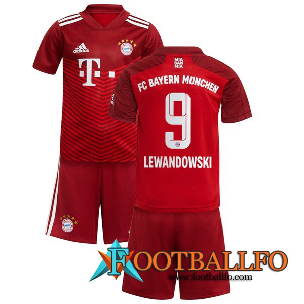 Camiseta Futbol Bayern Munich (Lewandowski 9) Ninos Titular 2021/2022