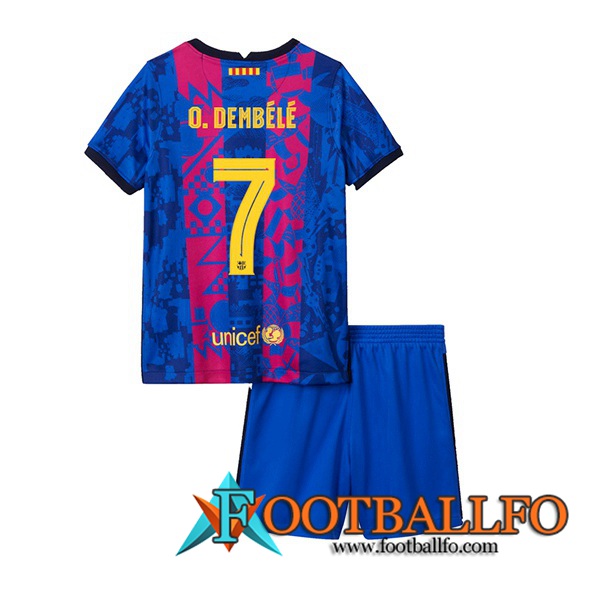 Camiseta FutbolFC Barcelona (Ousmane Dembele 7) Ninos Tercero 2021/2022