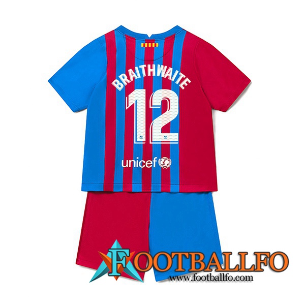 Camiseta FutbolFC Barcelona (Martin Brathwaite 12) Ninos Titular 2021/2022