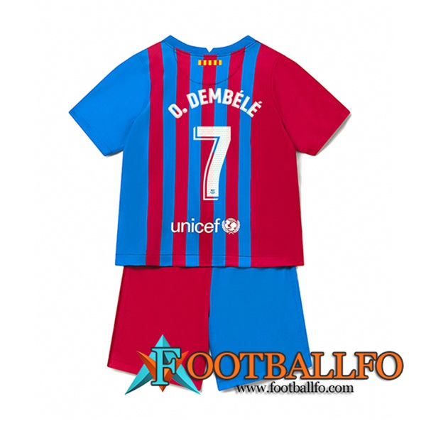 Camiseta FutbolFC Barcelona (Ousmane Dembele 7) Ninos Titular 2021/2022
