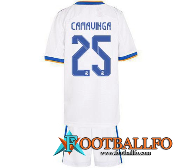 Camiseta Futbol Real Madrid (Camavinga 25) Ninos Titular 2021/2022
