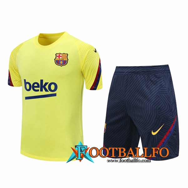 Camisetas de entrenamiento FC Barcelona + Shorts Amarillo 2020/2021