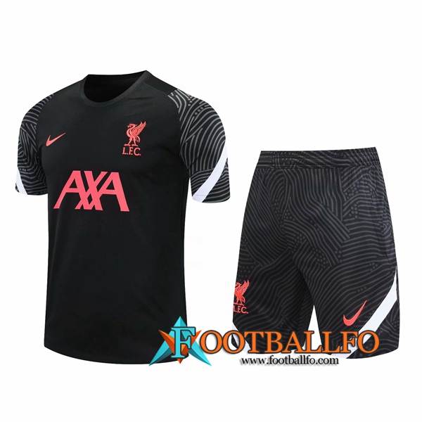 Camisetas de entrenamiento FC Liverpool + Shorts Negro 2020/2021