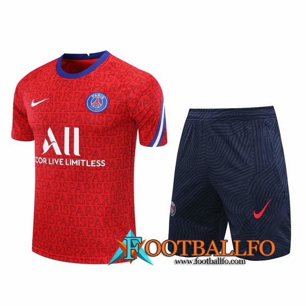 Camisetas de entrenamiento PSG + Shorts Roja 2020/2021