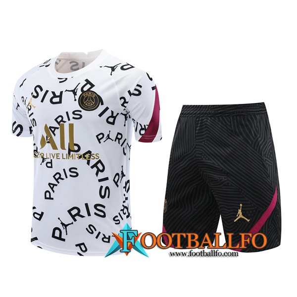 Camisetas de entrenamiento PSG + Shorts Blanco 2020/2021