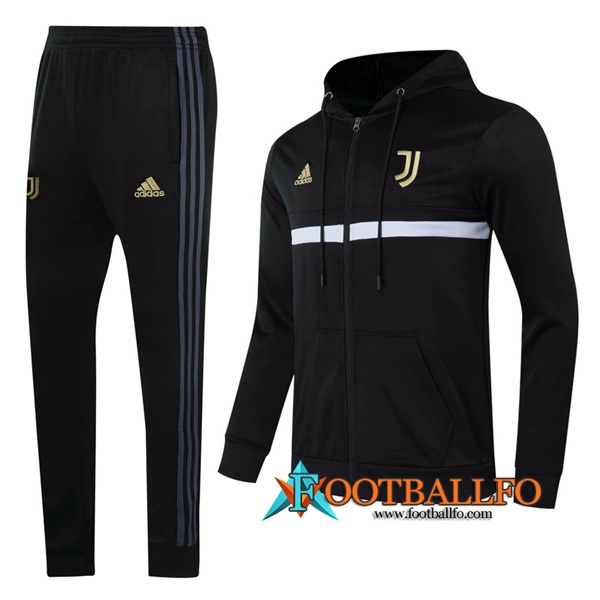Chandal Futbol - Chaqueta con capucha + Pantalones Juventus Negro 2020/2021