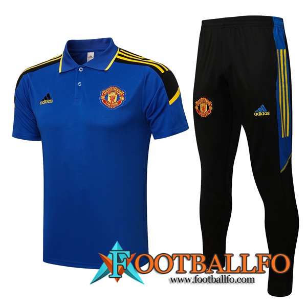 Camiseta Polo Manchester United + Pantalones Azul/Negro 2021/2022 -01