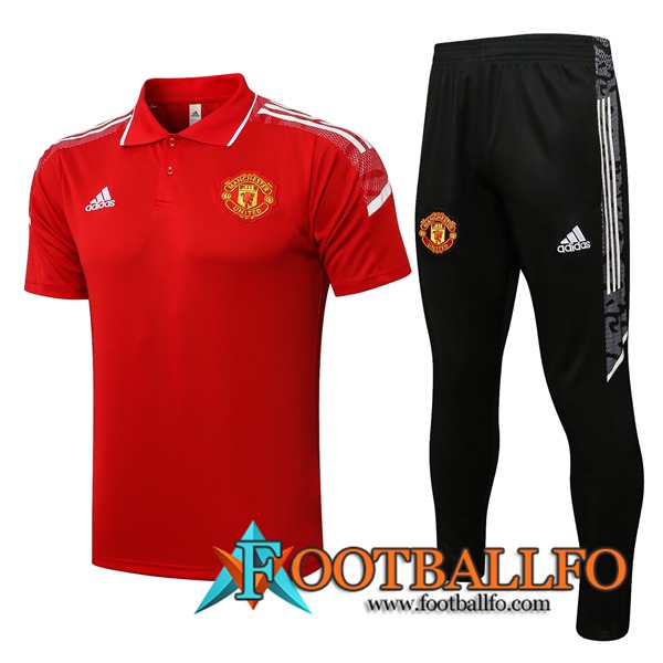 Camiseta Polo Manchester United + Pantalones Blanca/Rojo 2021/2022 -01