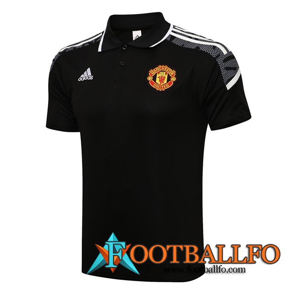 Camiseta Polo Manchester United Negro/Blanca 2021/2022