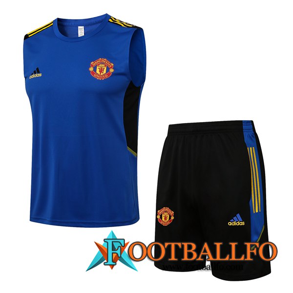 Camiseta Entrenamiento sin mangas Manchester United + Cortos Azul 2021/2022