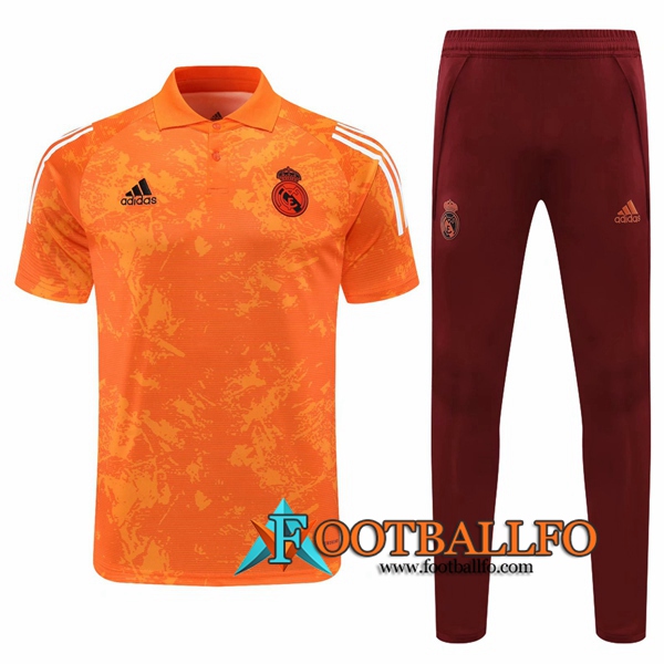Polo Futbol Paris Real Madrid + Pantalones Naranja/Blanco 2020/2021