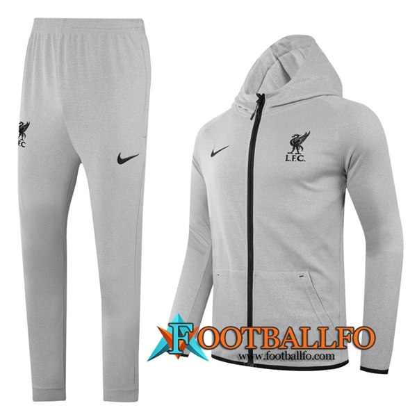 Chandal Futbol - Chaqueta con capucha + Pantalones FC Liverpool Gris 2020/2021