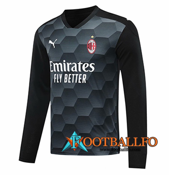 Camisetas Futbol Milan AC Portero Negro Manga Larga 2020/2021