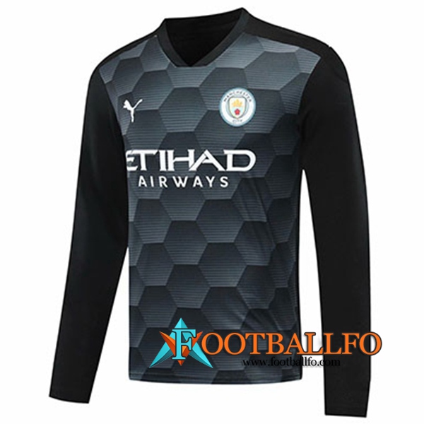 Camisetas Futbol Manchester City Portero Negro Manga Larga 2020/2021
