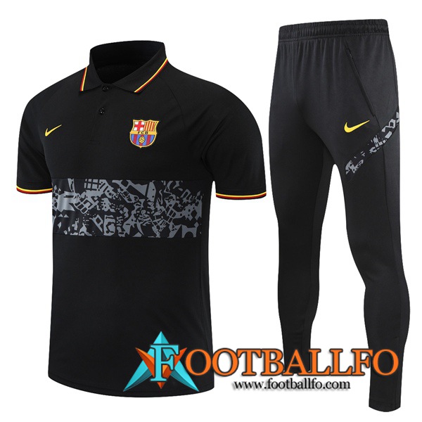 Camiseta Polo FC Barcelone + Pantalones Noir/Gris 2021/2022
