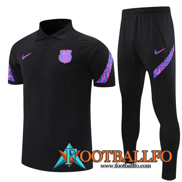 Camiseta Polo FC Barcelone + Pantalones Noir/Purpura 2021/2022