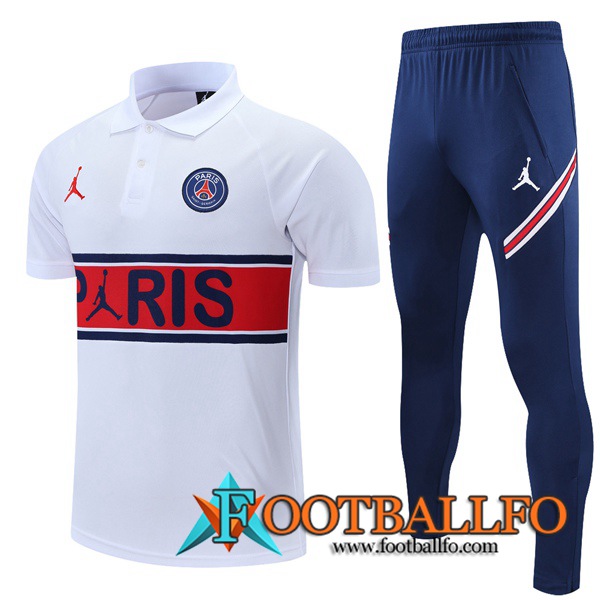 Camiseta Polo Jordan PSG + Pantalones Blanca/Rojo 2021/2022