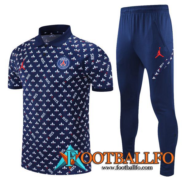 Camiseta Polo Jordan PSG + Pantalones Azul Marino/Blanca 2021/2022