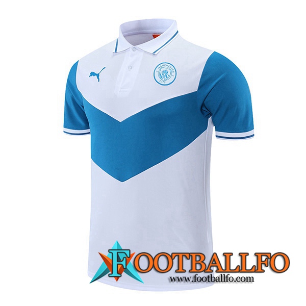Camiseta Polo Manchester City Blanca/Azul 2021/2022