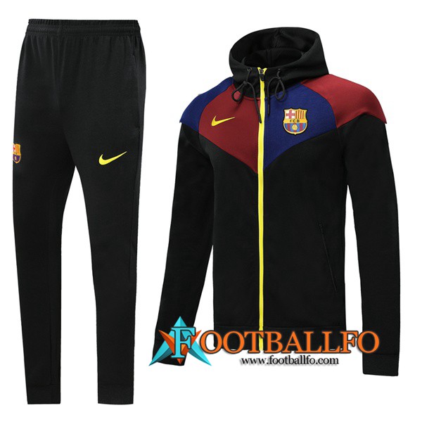 Chandal Futbol - Chaqueta con capucha + Pantalones FC Barcelona Negro Azul Roja 2019/2020
