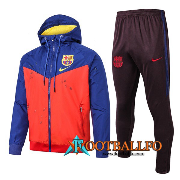 Chandal Futbol - Chaqueta Rompevientos + Pantalones FC Barcelona Azul Orange 2019/2020