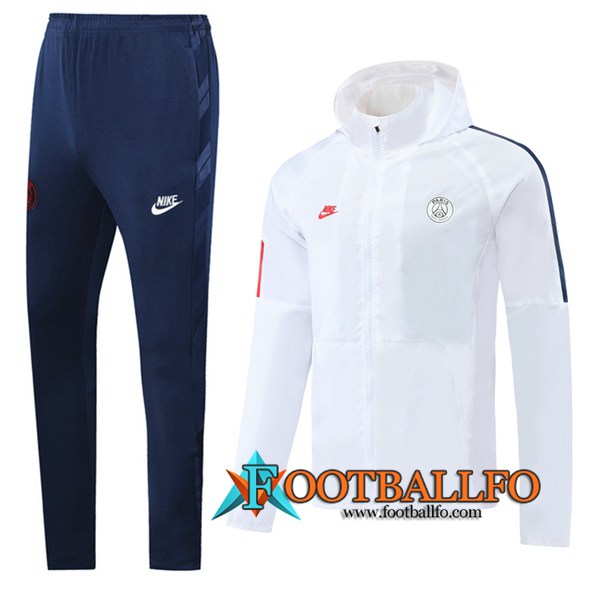 Chandal Futbol - Chaqueta Rompevientos + Pantalones Paris PSG Blanco 2020/2021