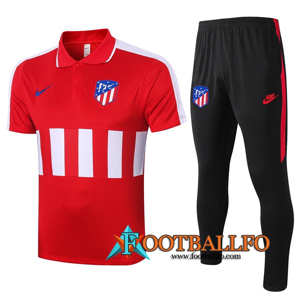Polo Futbol Atletico Madrid + Pantalones Roja Blanco 2020/2021