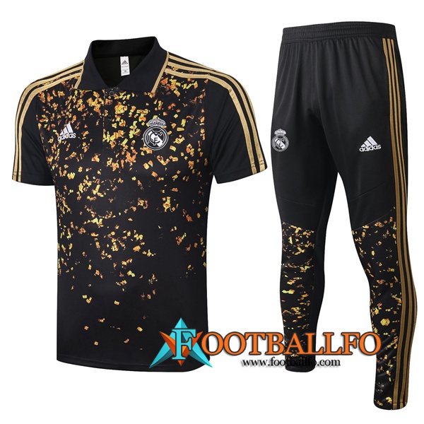 Polo Futbol Real Madrid + Pantalones Negro Amarillo 2020/2021