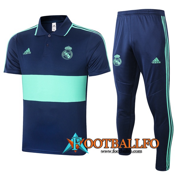 Polo Futbol Real Madrid + Pantalones Azul Verde 2020/2021