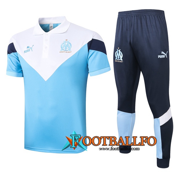 Polo Futbol Marsella OM + Pantalones Blanco Azul 2020/2021