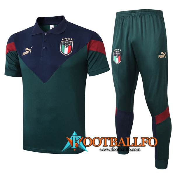 Polo Futbol Italia + Pantalones Verde 2020/2021