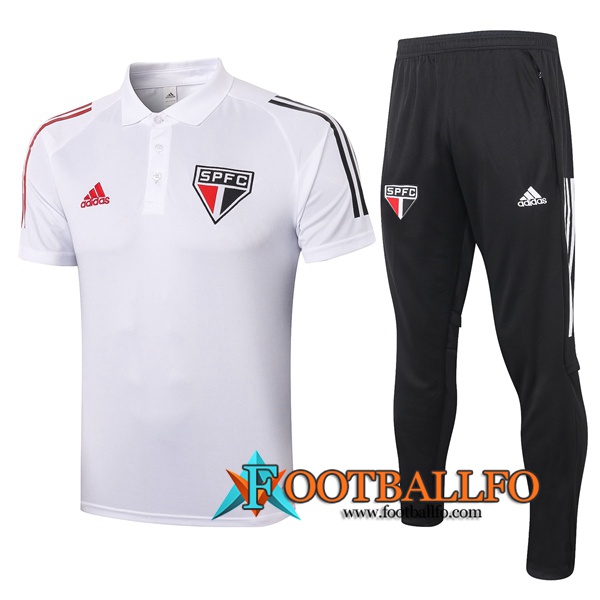 Polo Futbol Sao Paulo FC + Pantalones Blanco 2020/2021