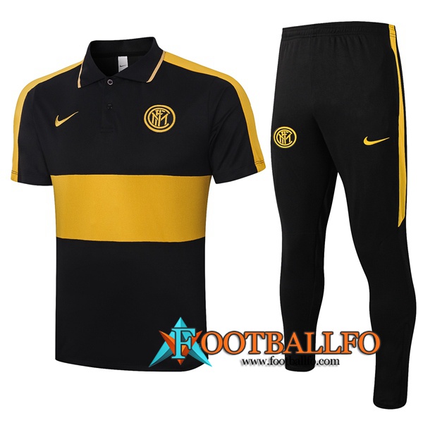 Polo Futbol Inter Milan + Pantalones Negro Amarillo 2020/2021
