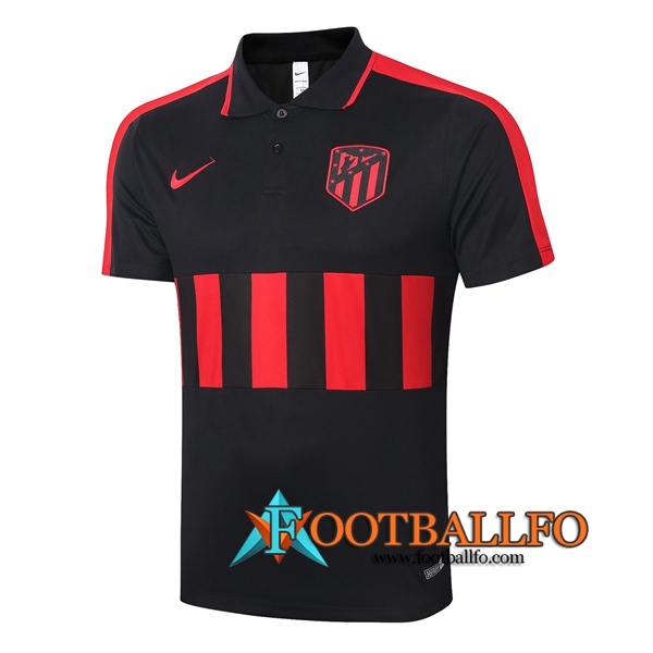 Polo Futbol Atletico Madrid Negro Roja 2020/2021
