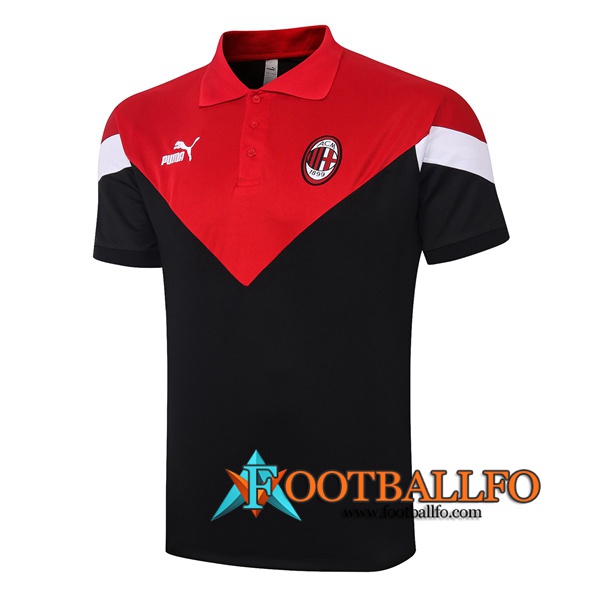 Polo Futbol Milan AC Negro Roja 2020/2021