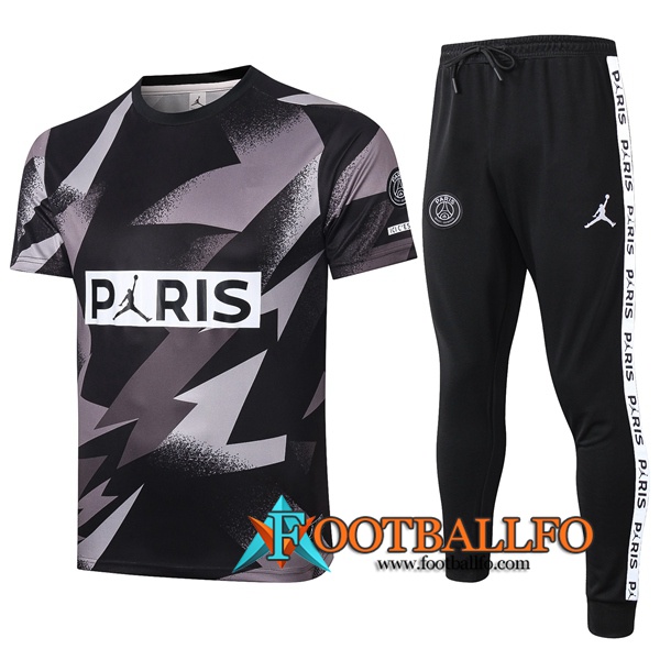 Camisetas de entrenamiento Paris PSG + Pantalones Negro Gris 2020/2021
