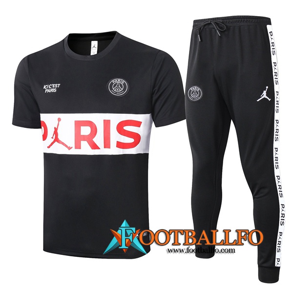 Camisetas de entrenamiento Paris PSG + Pantalones Negro Blanco 2020/2021