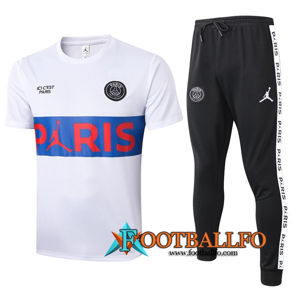 Camisetas de entrenamiento Paris PSG + Pantalones Blanco Azul 2020/2021