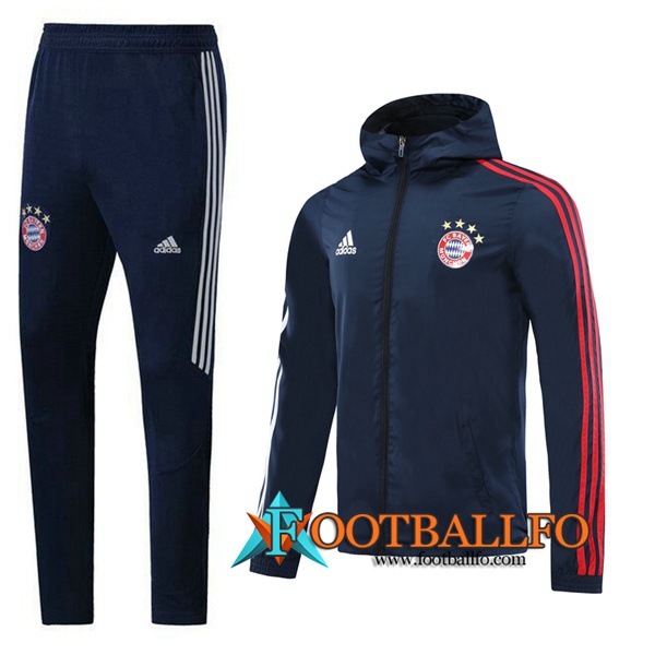Chandal Futbol - Chaqueta Rompevientos + Pantalones Bayern Munich Azul Real 2020/2021