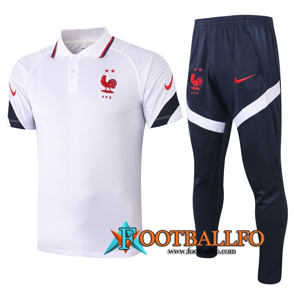 Polo Futbol Francia + Pantalones Blanco 2020/2021