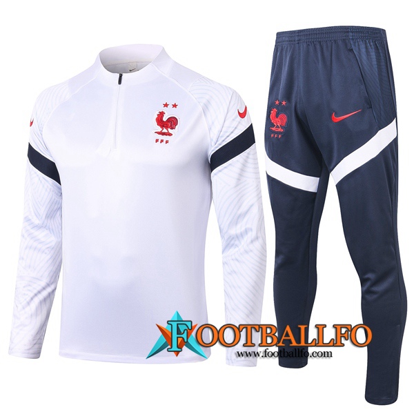 Chandal Futbol + Pantalones Francia Blanco 2020/2021