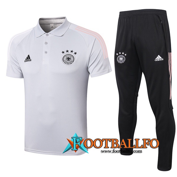 Polo Futbol Alemania + Pantalones Gris Claro 2020/2021