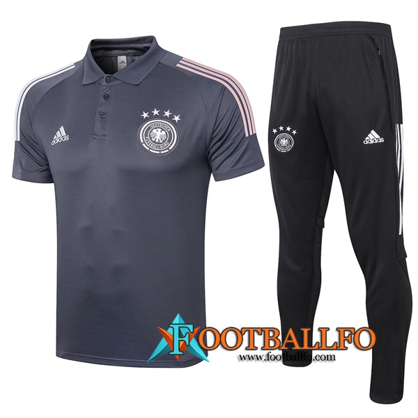 Polo Futbol Alemania + Pantalones Gris Oscuro 2020/2021