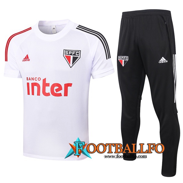 Camisetas de entrenamiento Sao Paulo FC + Pantalones Blanco 2020/2021